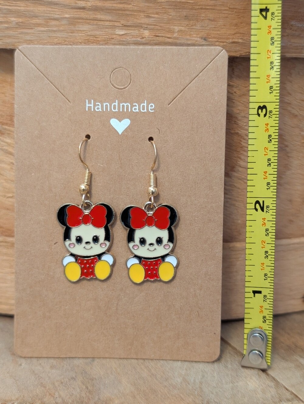 Disney's Minnie Mouse Enamel Metal Earrings NEW